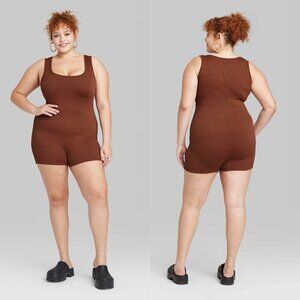 XXL - Womens Seamless Fabric Reversible Romper - Wild Fable - Dark Brown